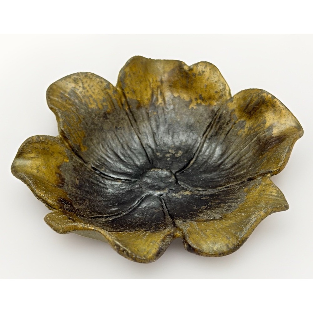 Antique McClelland Barclay Flower Tray Trinket Metal Bronze Gold Regency VTG 4"